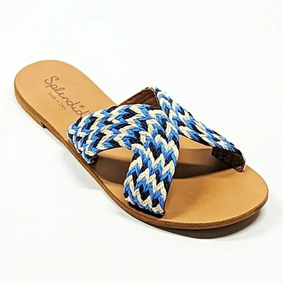 Splendid Women's Sydney Blue Multi Woven Slide Sandal Size 8.5 (MSRP $118)